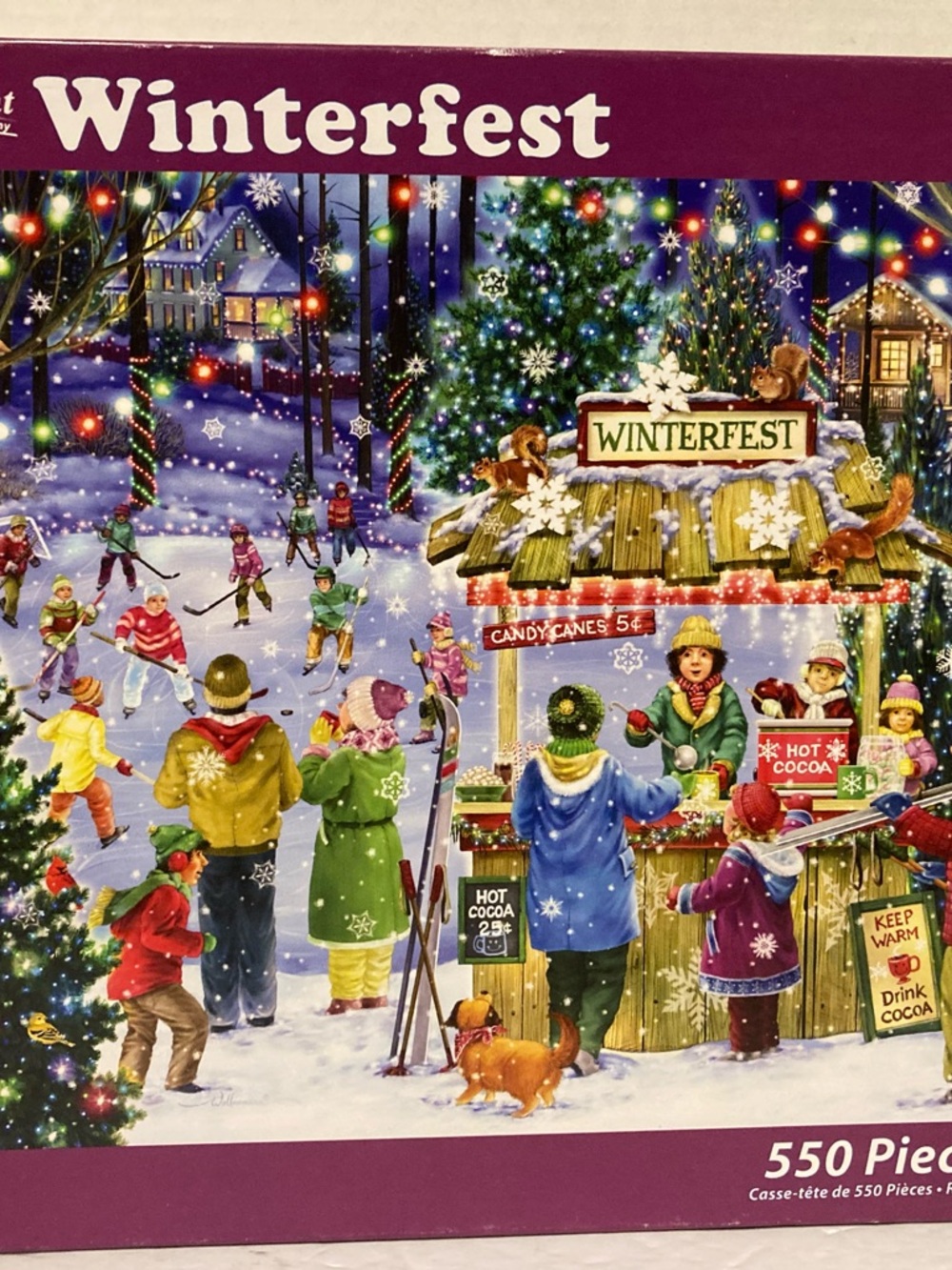 Vermont Christmas Company Winterfest 550 Piece Jigsaw Puzzle Complete